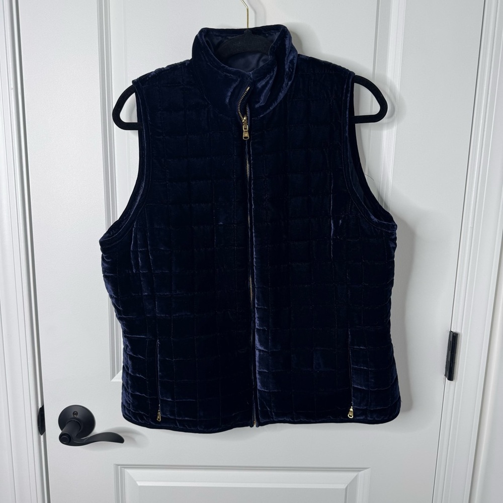 Lauren Ralph Lauren Velvet Quilted Navy reversible Vest large